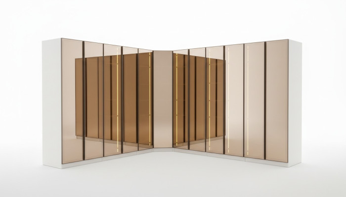 Designer white wardrobe L-shaped cabinet luxurious glass cabinet