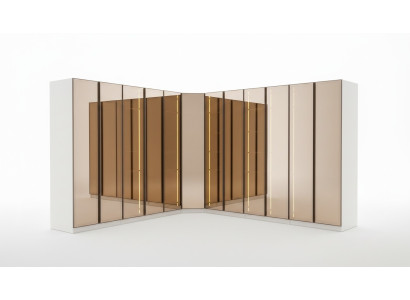 Designer white wardrobe L-shaped cabinet luxurious glass cabinet