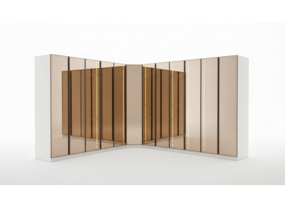 Designer white wardrobe L-shaped cabinet luxurious glass cabinet