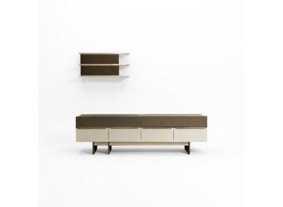 Beige-Brown Living Room Set Wood Furniture Noble Sideboard Wall Shelf