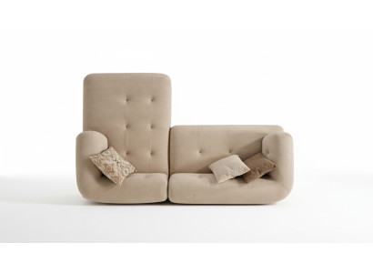 Modern beige L-shaped designer couch living room sofa elegant corner couches