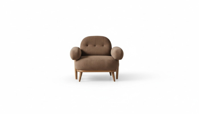 Brown single armchair living room upholstered chair fabric 1-seater elegant furniture