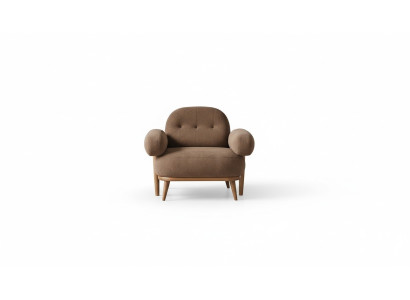 Brown single armchair living room upholstered chair fabric 1-seater elegant furniture