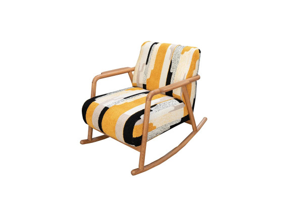 Designer rocking chair living room single-seater, brown single-seater wooden frame