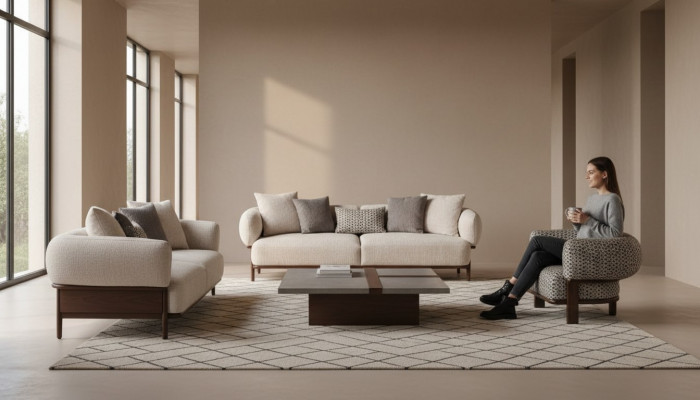 Gray living room sofas luxurious recliner textile couches 2-piece set