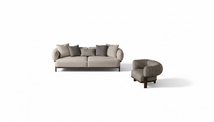 Gray living room sofas luxurious recliner textile couches 2-piece set