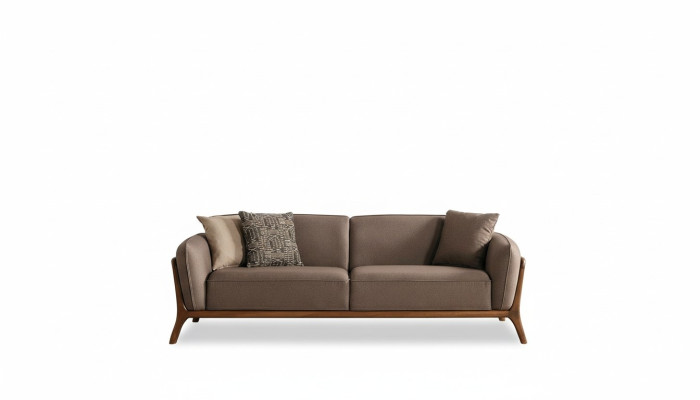 Elegant 3-seater brown sofa for the living room
