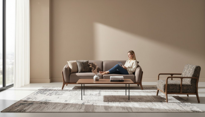 Brown Modern 3-Seater Couch Living Room Armchair 2-Piece Elegant Seating Set