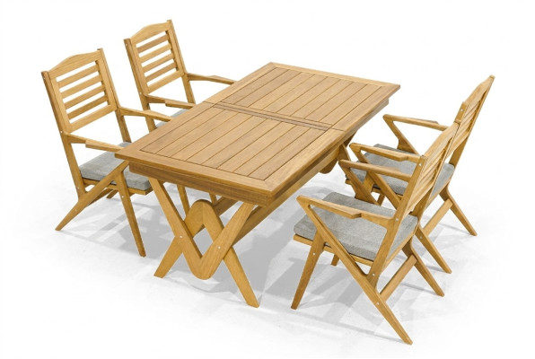 Robust garden set dining set 4x wooden chairs designer dining table 5-piece set