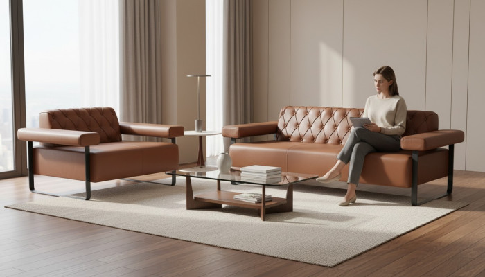 Chesterfield Couch Style 3-Seater 2-Seater Sofas Leather Sofas Modern Stainless Steel