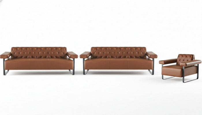 Modern steel 3-seater sofas armchair Chesterfield leather sofas