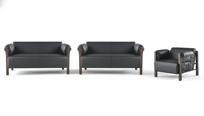 Sofa set sofa suites sofas leather 2-seater armchair black modern wood
