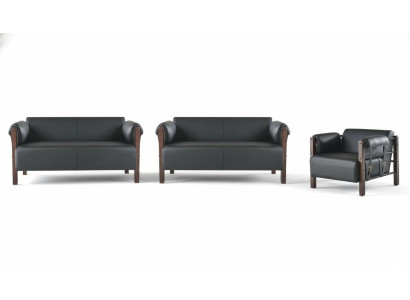 Sofa set sofa suites sofas leather 2-seater armchair black modern wood