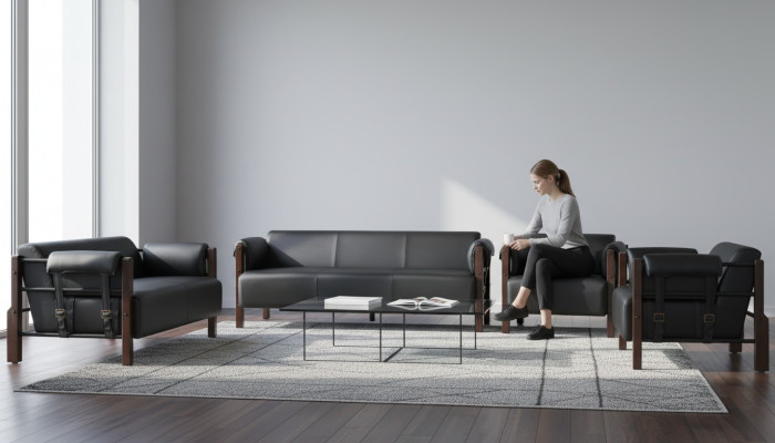 Seating furniture 3-seater 2-seater couch sofas leather sofa set armchair black