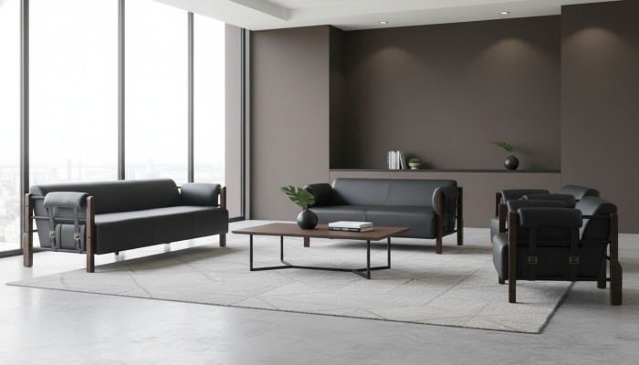 Seating furniture 3-seater 2-seater couch sofas leather sofa set armchair black