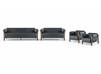Seating furniture 3-seater 2-seater couch sofas leather sofa set armchair black