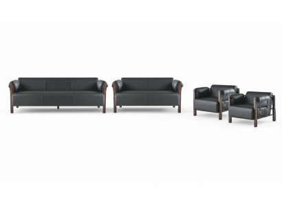 Seating furniture 3-seater 2-seater couch sofas leather sofa set armchair black