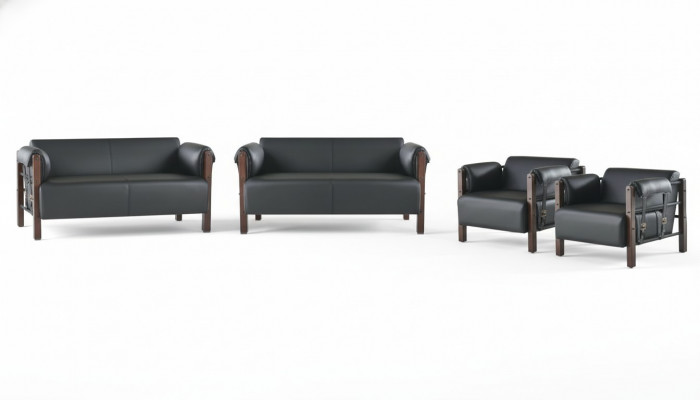 Leather sofas, couch, 2-seater sofas, sofas, armchair, black, modern, leather, wood