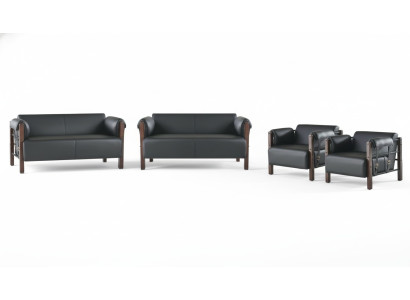 Leather sofas, couch, 2-seater sofas, sofas, armchair, black, modern, leather, wood