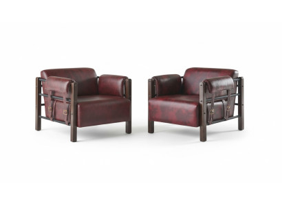 Leather Armchair Bordeaux Modern 1-Seater Set with Soft Armrests