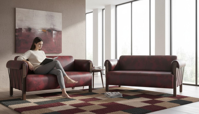 Leather sofas 2-seater Bordeaux leather seating furniture sofa set sofas modern