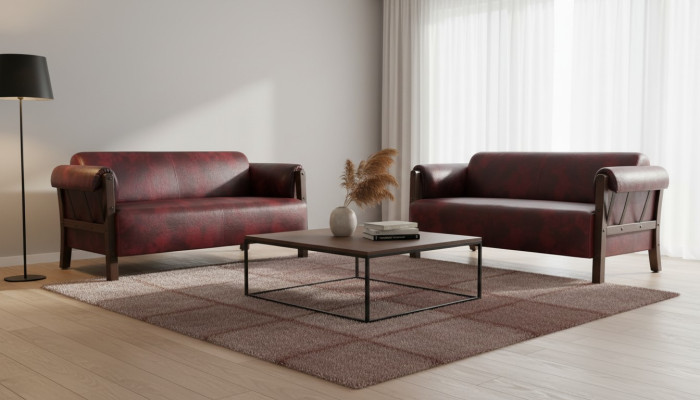 Leather sofas 2-seater Bordeaux leather seating furniture sofa set sofas modern