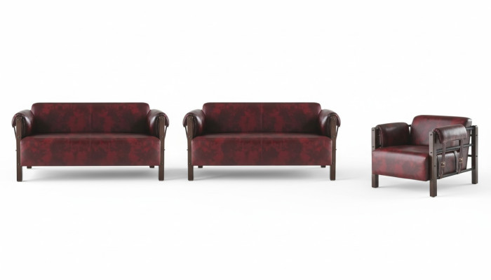 Sofa set 2-seater armchair leather sofas complete leather wood modern soft