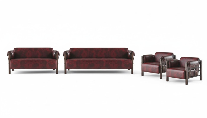 Sofa set couch 3-seater 2-seater armchair Bordeaux leather sofas complete