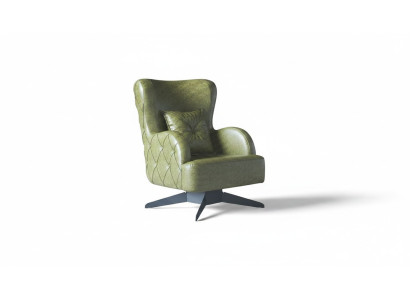 Chair Upholstery 1-Seater Green Cushion Plain Classic Style Leather Wood
