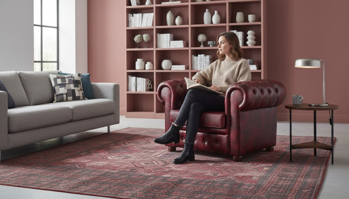 Chesterfield Armchair Bordeaux Solid Color Chesterfield Living Room Classic