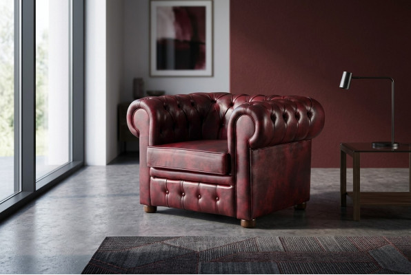 Chesterfield Armchair Bordeaux Solid Color Chesterfield Living Room Classic