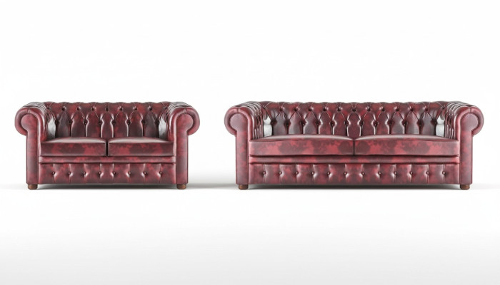 Seating Furniture Sofa Set 3-Seater 2-Seater Bordeaux Couch Chesterfield Buttons