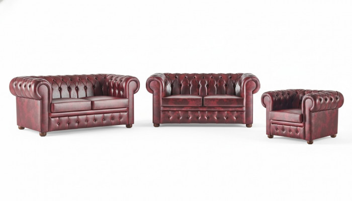 Leather sofas Chesterfield sofas 2-seater armchair Bordeaux classic leather