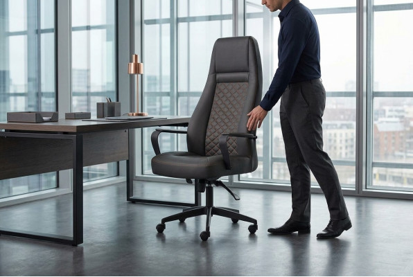 Office chair black swivel chair study modern office wheels leather