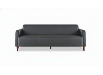 Leather sofa 3-seater sofa black leather wood modern versatile soft