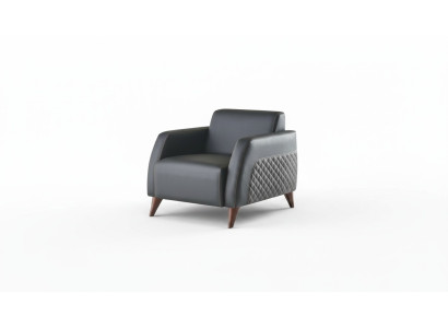 Chair Black Recliner Leather Modern Wood Soft Armrests 1-Seater