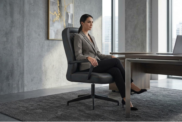 Office chair black executive chair study office modern soft leather wood