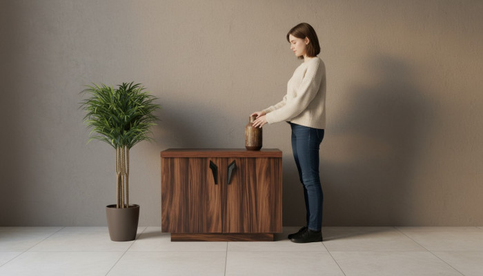 Brown two-door dresser office study modern rectangular sideboard