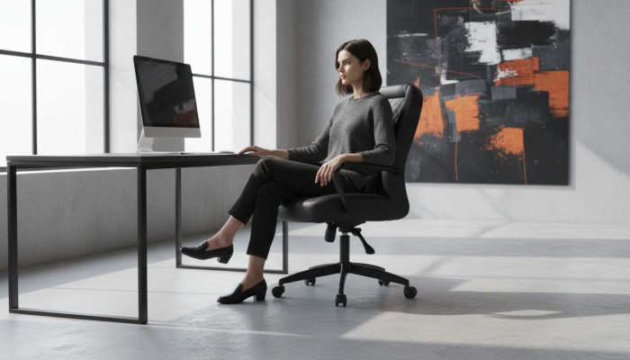 Office chair black swivel chair modern study with wheels leather armchair