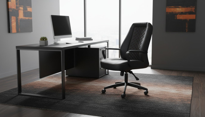 Office chair black swivel chair modern study with wheels leather armchair