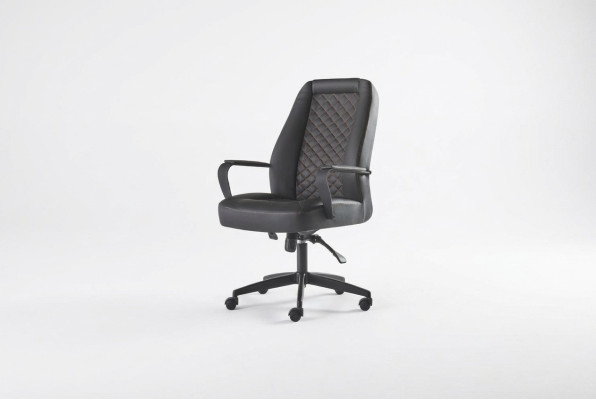 Office chair black swivel chair modern study with wheels leather armchair