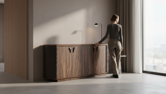 Sideboard Filing Cabinet Brown Four-Door Modern Rectangular Study