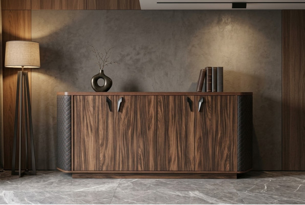 Sideboard Filing Cabinet Brown Four-Door Modern Rectangular Study