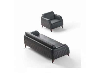 Leather sofa set 3-seater armchair black couch modern sofa set seating furniture