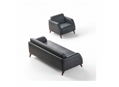 Leather sofa set 3-seater armchair black couch modern sofa set seating furniture