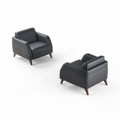 Leader armchair set black recliner wood 1-seater modern upholstery soft