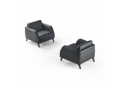 Leader armchair set black recliner wood 1-seater modern upholstery soft