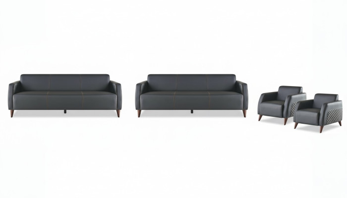 Sofa Sets Black 3-Seater 2-Seater Armchair Plain Leather Set Sofas