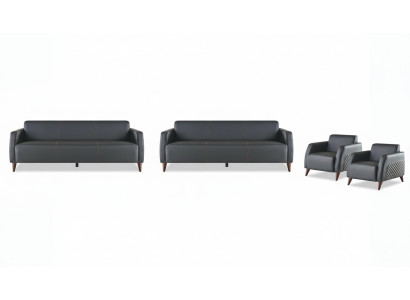 Sofa Sets Black 3-Seater 2-Seater Armchair Plain Leather Set Sofas