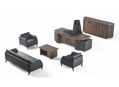 Home office set complete: sofas, desk, sideboard, office couch, leather